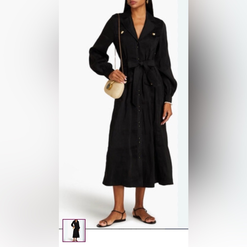 Aje Black Long Sleeve Dress linen & silk size 6 NWT
